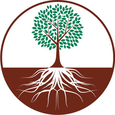 Martel's Nursery logo, tree with roots